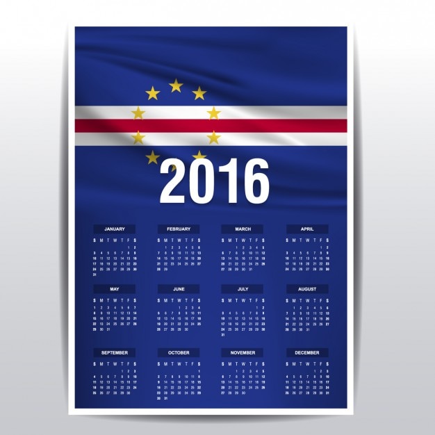 Vector gratuito calendario de 2016 de cabo verde