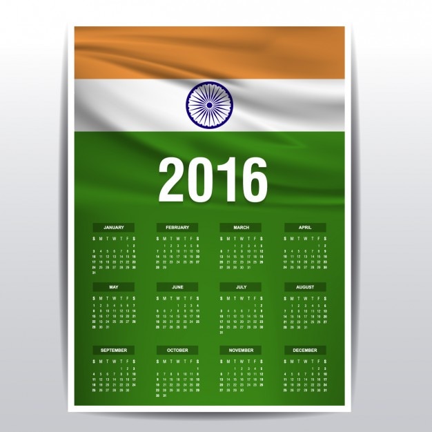 Vector gratuito calendario de 2016 de india