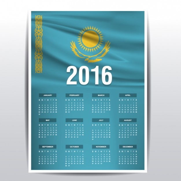 Vector gratuito calendario de 2016 de kazajstán