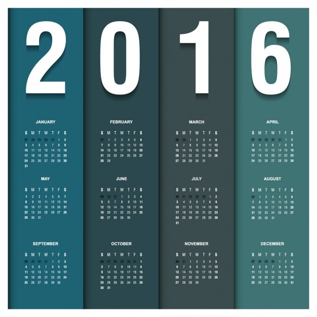 Calendario de 2016 a rayas