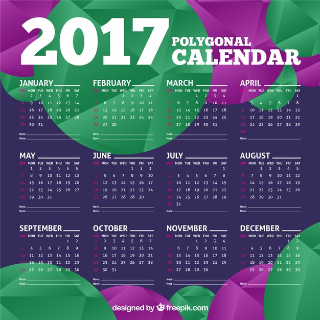 Calendario de 2017 abstracto de círculos