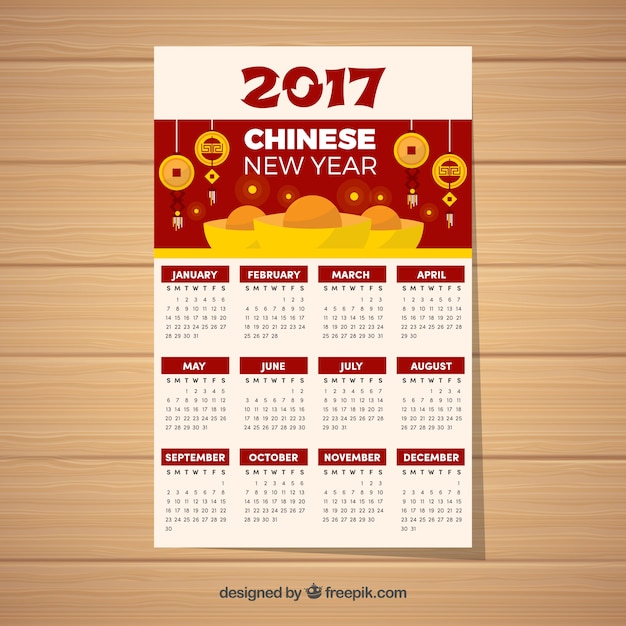 Calendario 2017 de año nuevo chino