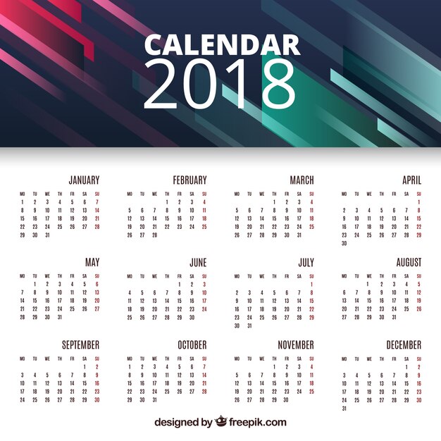 Calendario de 2018 abstracto