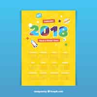 Vector gratuito calendario 2018 amarillo