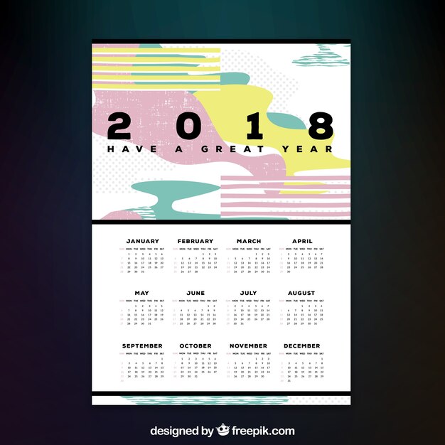 Calendario 2018 con formas abstractas 