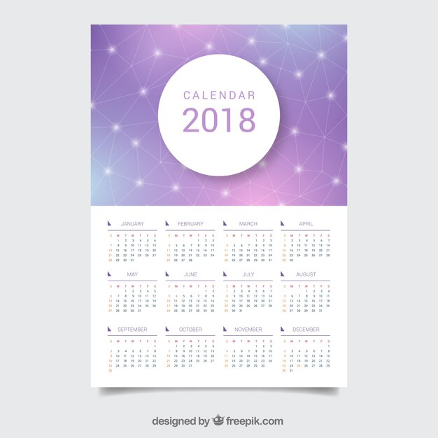 Calendario 2018 con formas abstractas