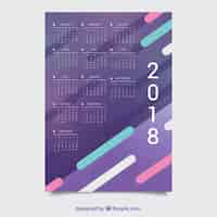 Vector gratuito calendario 2018 con formas abstractas