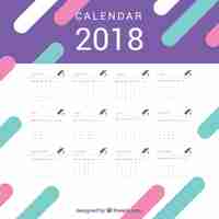 Vector gratuito calendario 2018 con formas abstractas