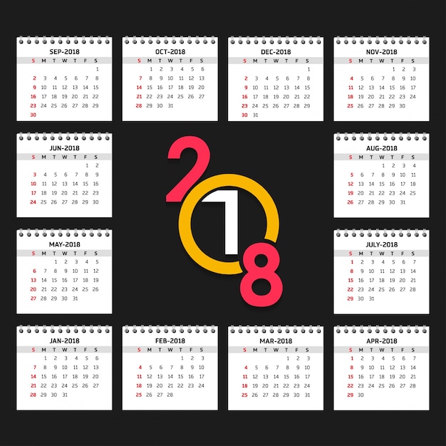 Vector gratuito calendario 2018