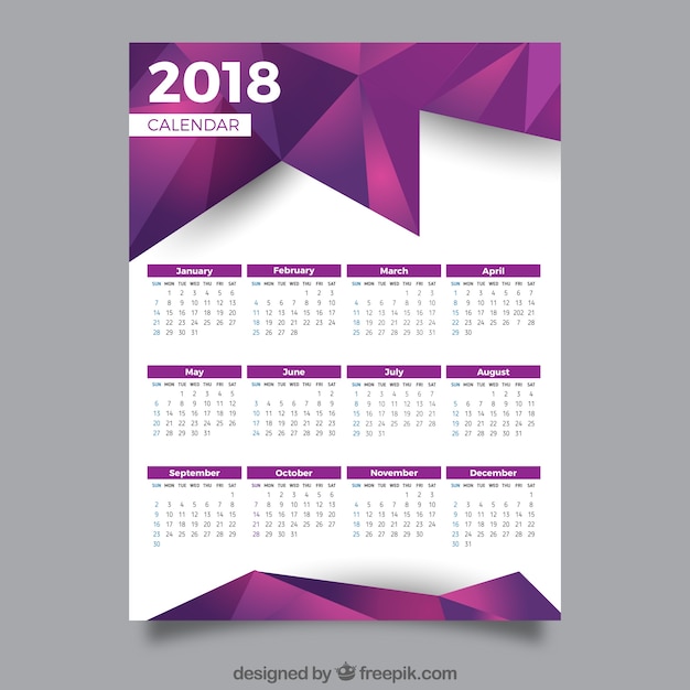 Vector gratuito calendario de 2018