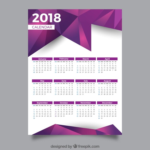 Calendario de 2018 