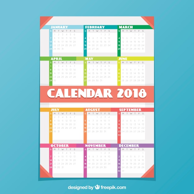 Vector gratuito calendario 2018