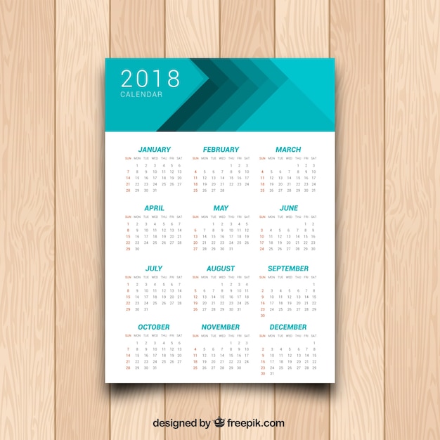 Vector gratuito calendario de 2018