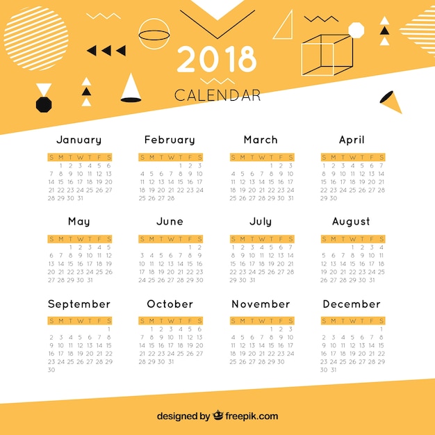 Vector gratuito calendario 2018