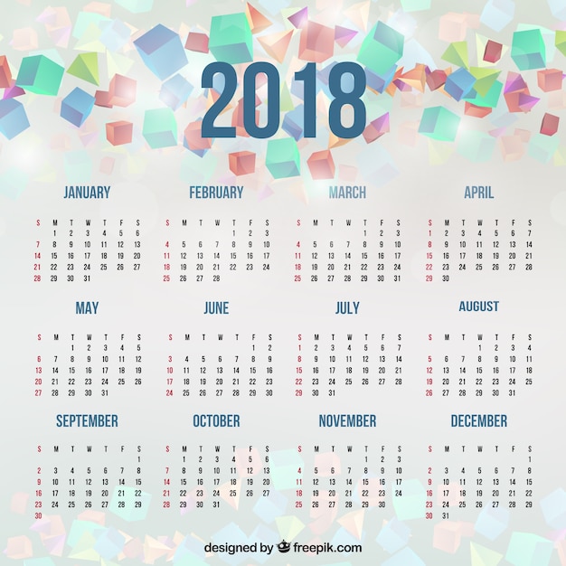 Vector gratuito calendario 2018