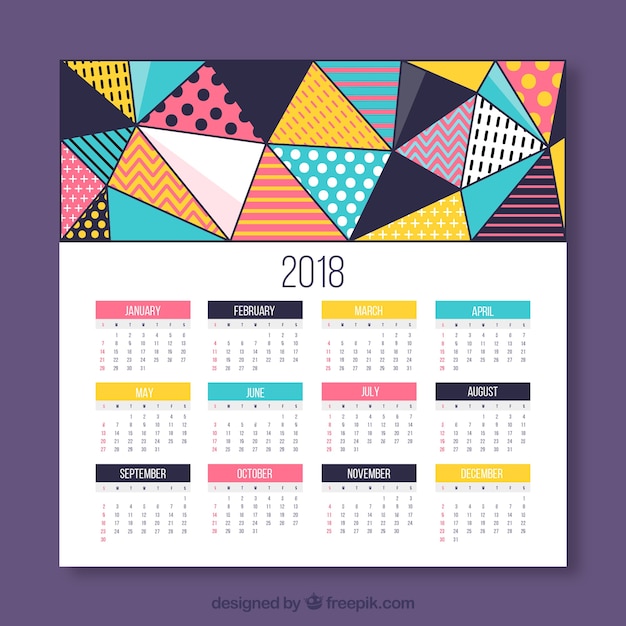 Vector gratuito calendario 2018