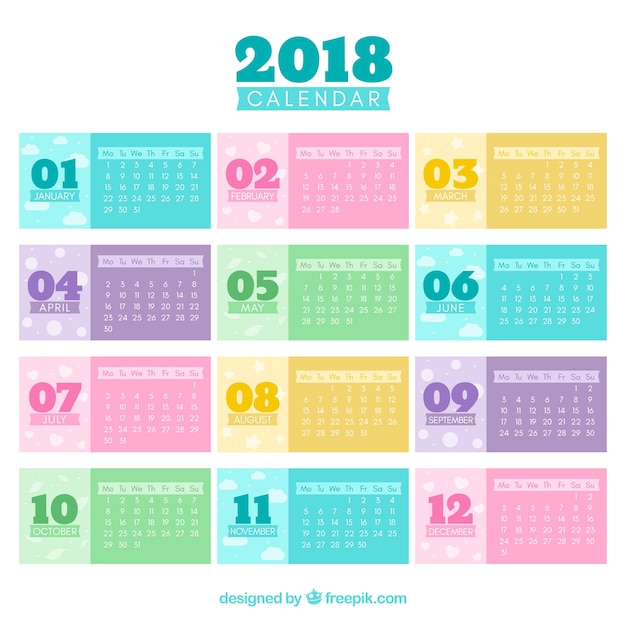 Vector gratuito calendario 2018