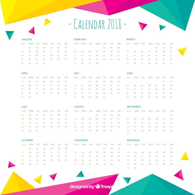 Vector gratuito calendario 2018