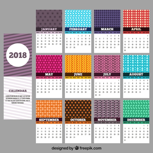 Vector gratuito calendario 2018