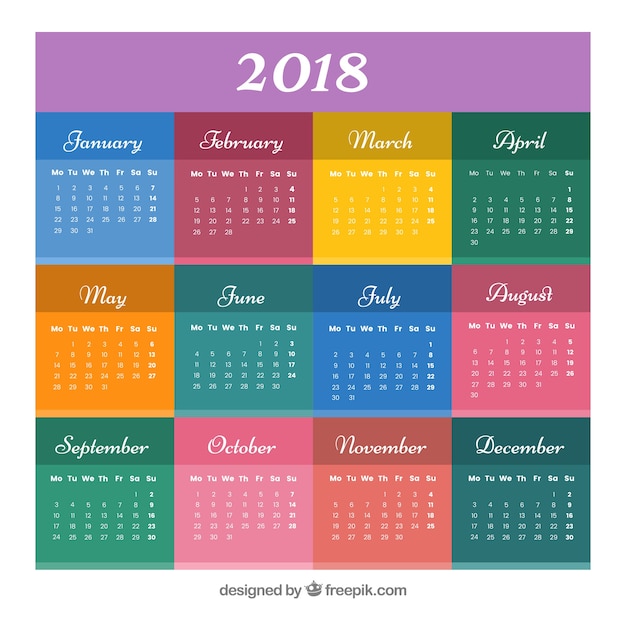 Vector gratuito calendario 2018