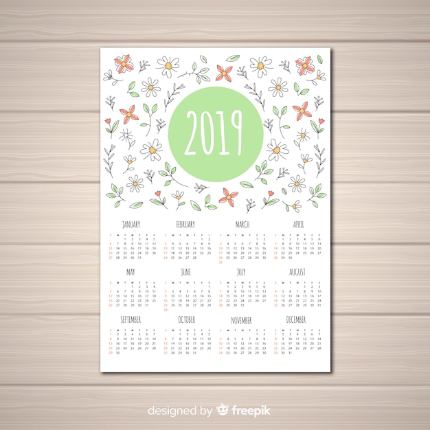 Calendario 2019 floral