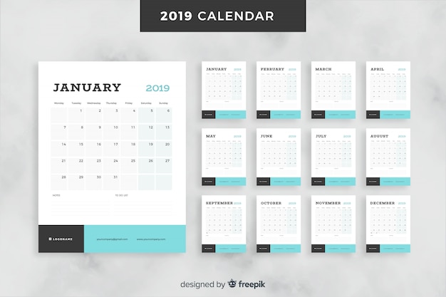 Vector gratuito calendario de 2019 meses