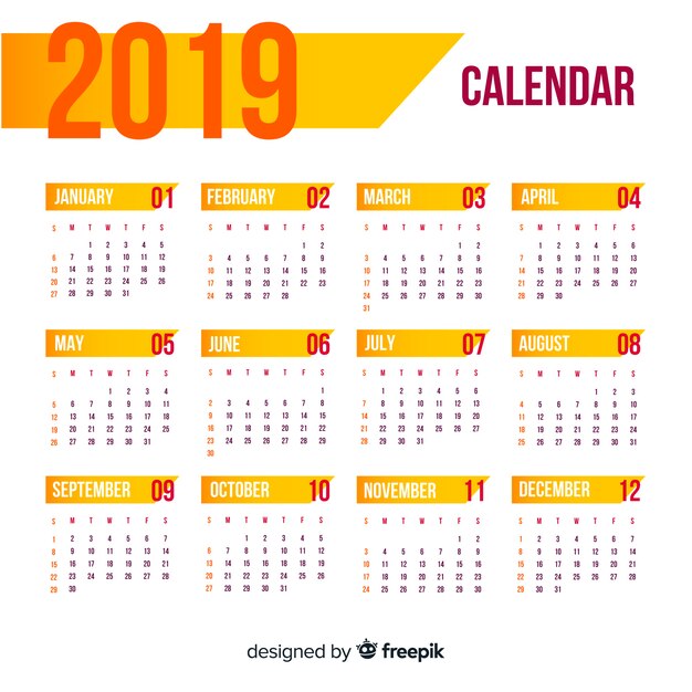 Calendario de 2019