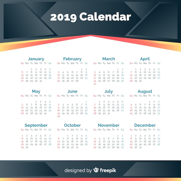 Vector gratuito calendario 2019