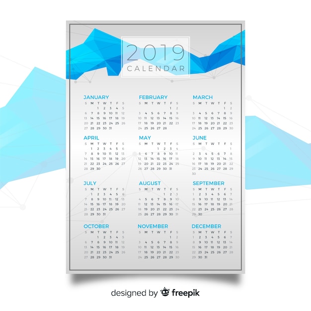 Vector gratuito calendario 2019