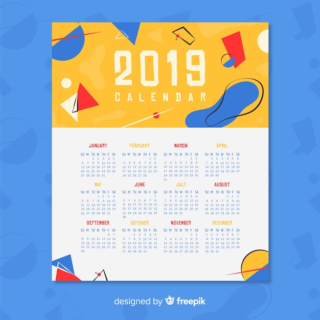 Vector gratuito calendario 2019