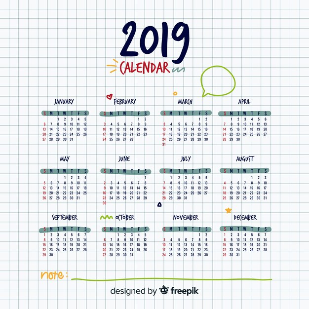 Calendario 2019