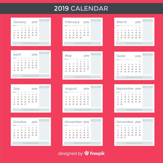 Calendario 2019