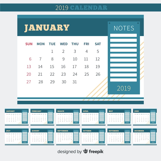 Vector gratuito calendario 2019