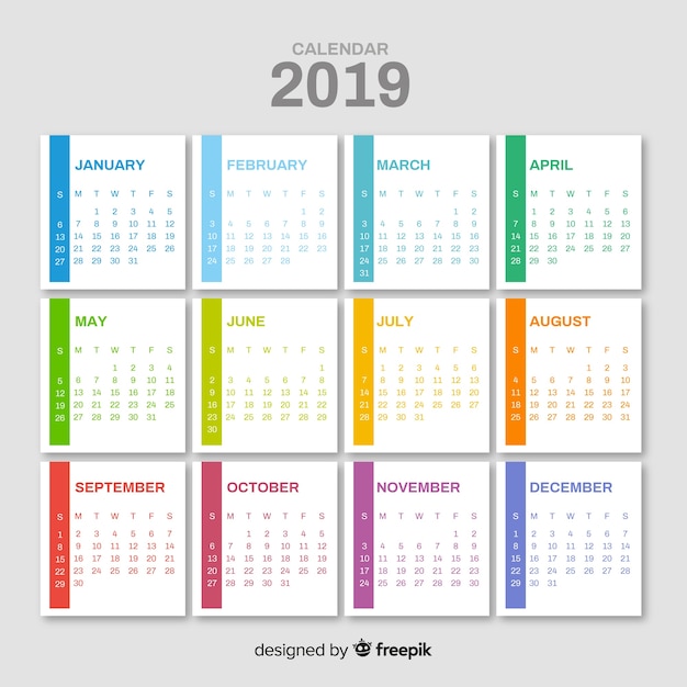 Vector gratuito calendario 2019