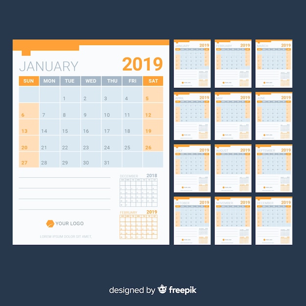 Vector gratuito calendario 2019