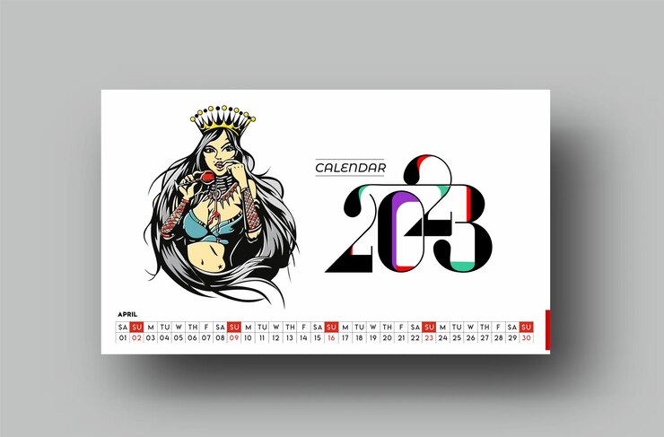 Vector gratuito calendario 2023 feliz año nuevo patrón de diseño de abril