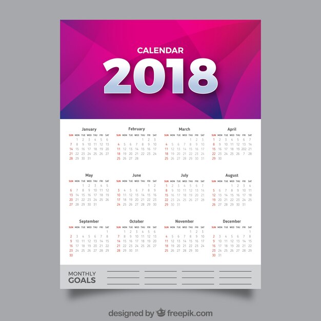 Calendario abstracto de 2018