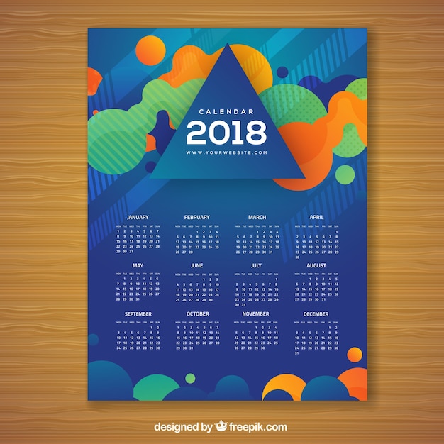 Vector gratuito calendario abstracto de 2018