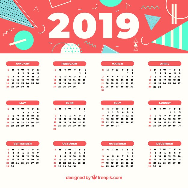 Calendario abstracto de 2019