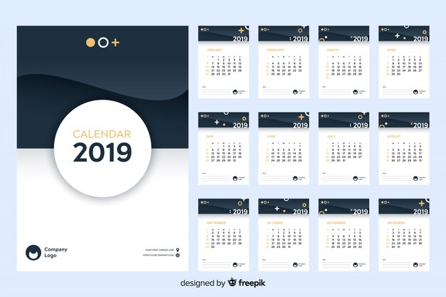 Calendario abstracto 2019