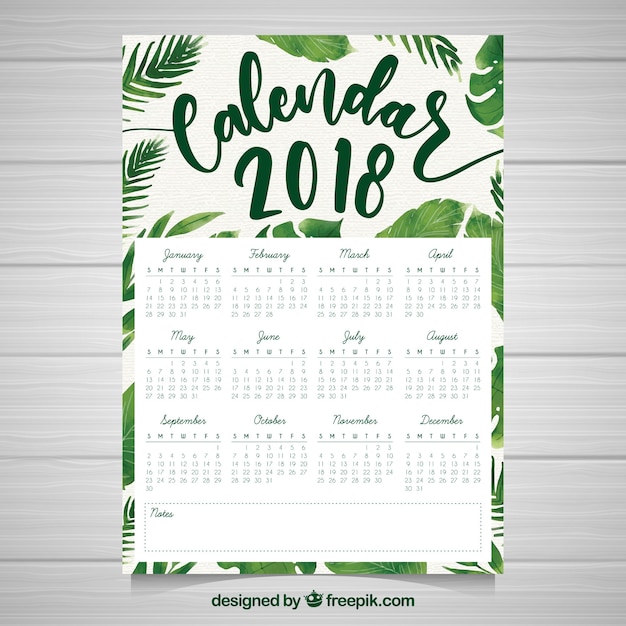 Calendario de acuarela 2018