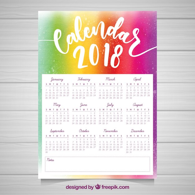 Calendario de acuarela 2018