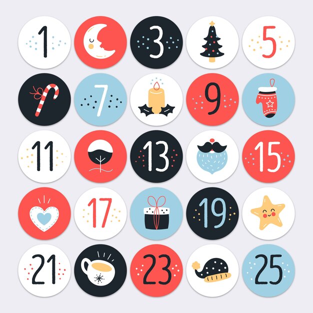 Calendario de adviento de diseño plano