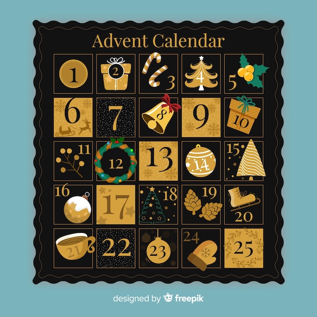 Calendario adviento dorado