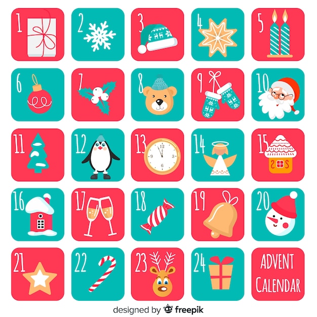 Vector gratuito calendario adviento elementos navidad