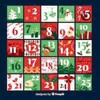 Vector gratuito calendario de adviento elementos navidad