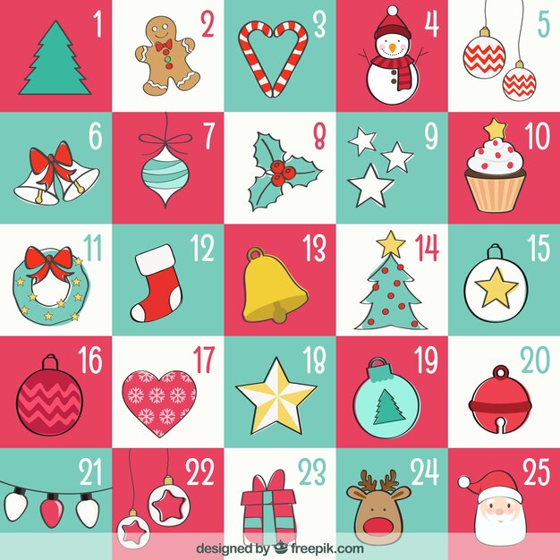 Calendario de adviento esbozado