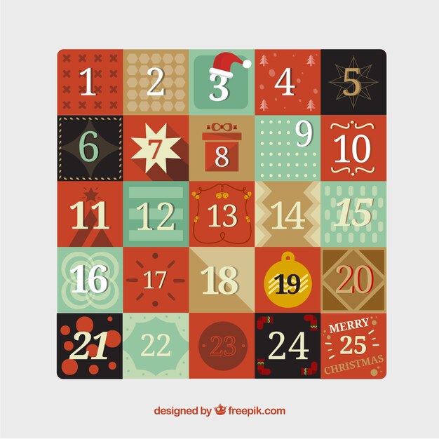 Calendario de adviento en estilo vintage 