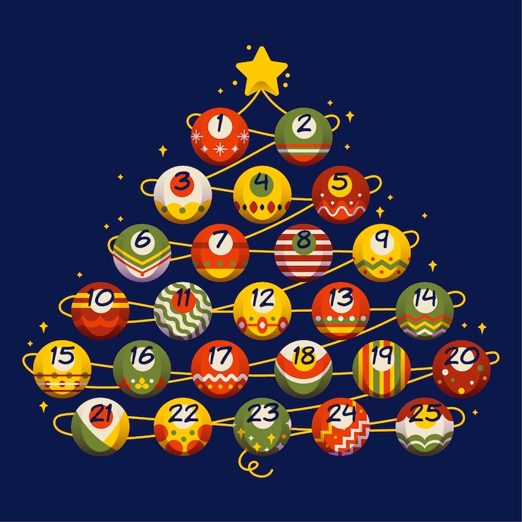 Vector gratuito calendario de adviento festivo de diseño plano