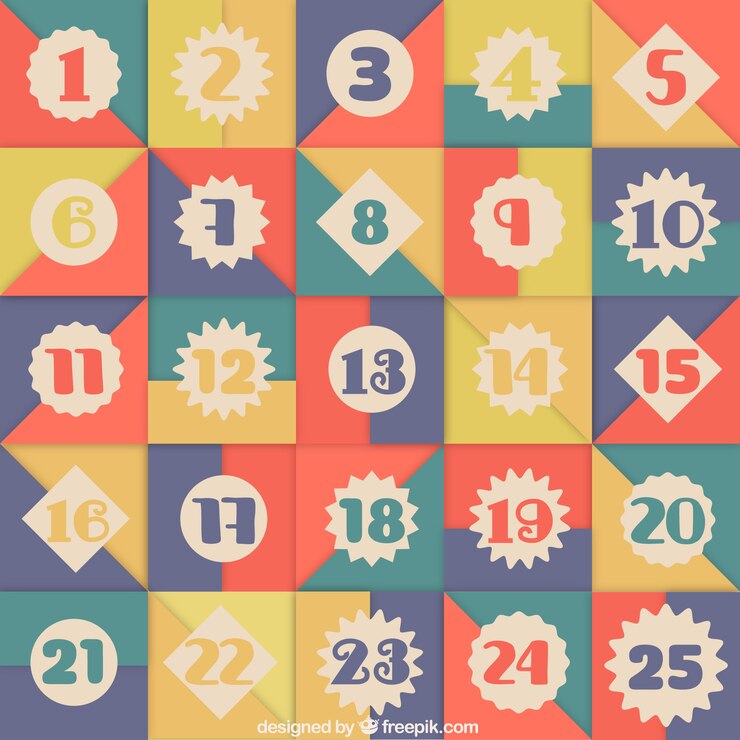 Vector gratuito calendario de adviento geométrico en estilo vintage  